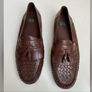 Nunn Bush Brown Leather Woven Loafers Shoe 12 NWOT